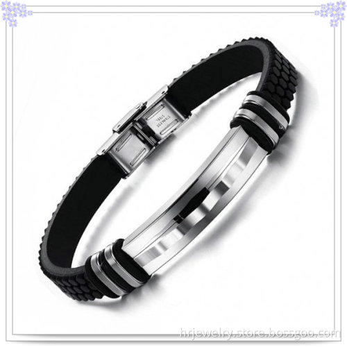 Stainless Steel Jewelry Leather Jewelry Leather Bracelet (HR6121)